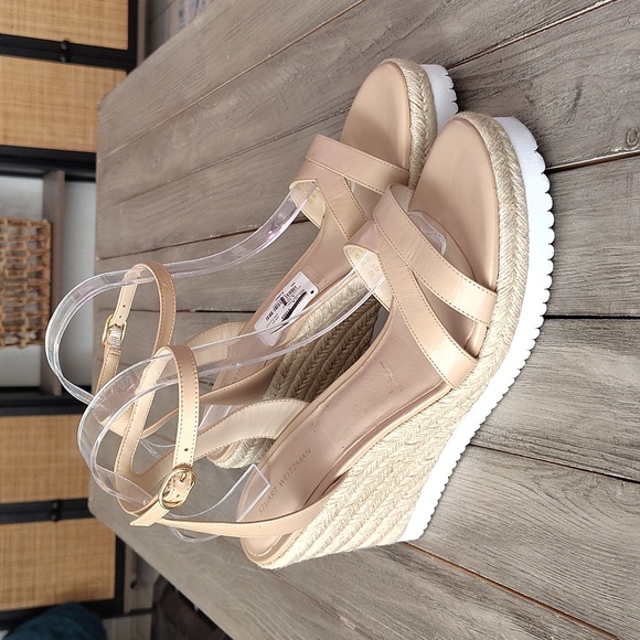 Stuart Weitzman Cream Wedge Sandals Size Women's 11 - Picture 6 of 17